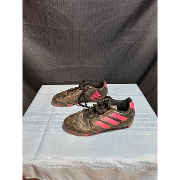Adidas Black and Pink Lace Up Low Top Sports Cleats Size 1.5Y Used No Box - Picture 1 of 6